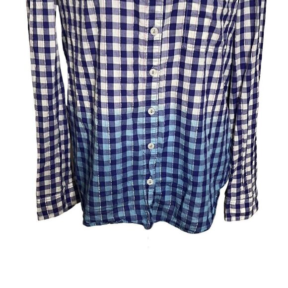 Anthropologie Pilcro Deb Ombre Shirt Women’s Size Medium Blue Gingham Button Top - Picture 4 of 11
